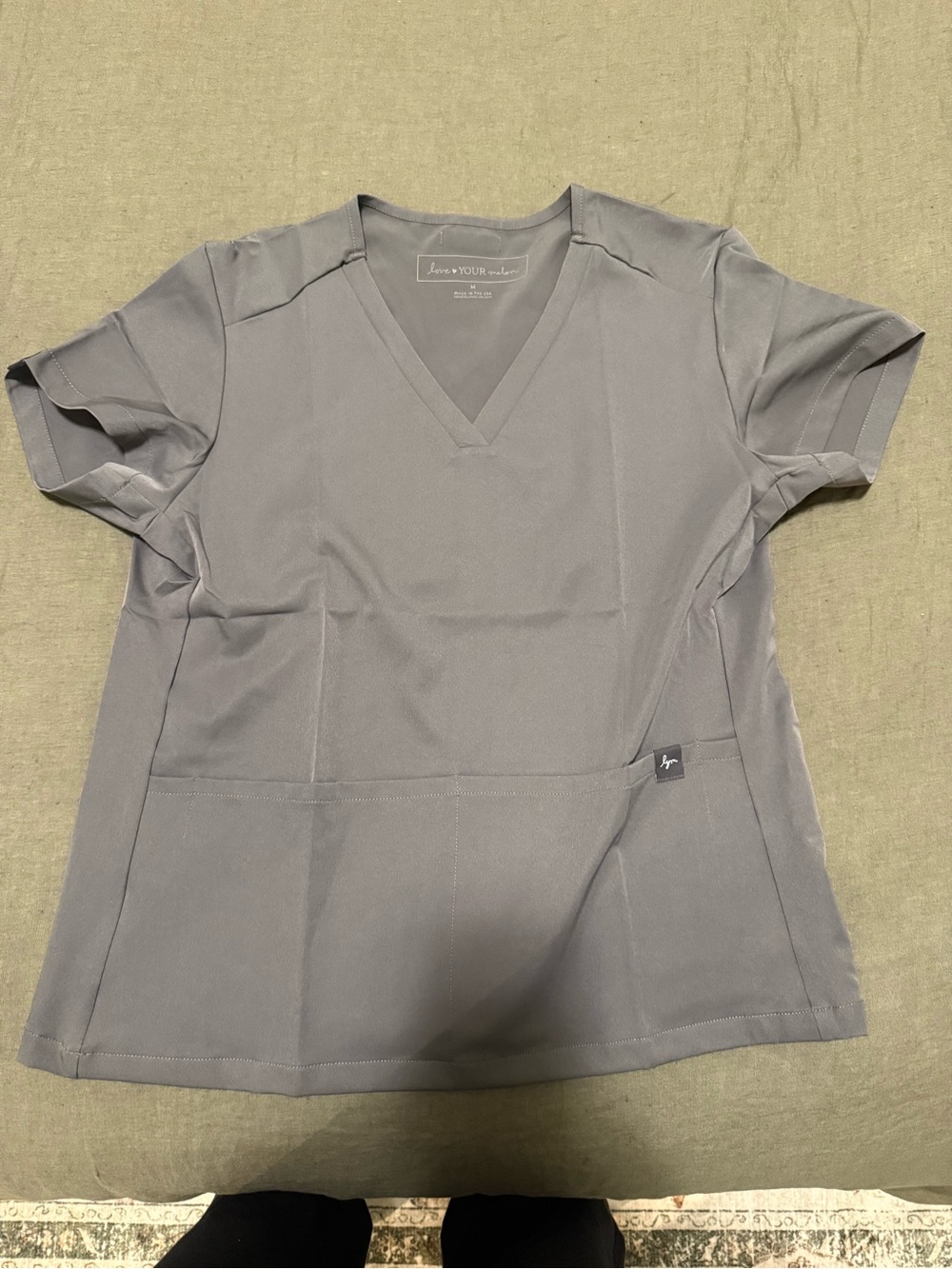 Grey V-Neck Scrub Top by love your melon
